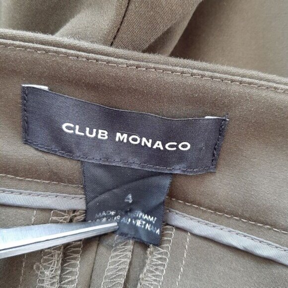 CLUB MONACO | Slim Fit Stretch Crop Ankle Tapered Dress Pant Olive Green Sz 4 - Picture 8 of 10